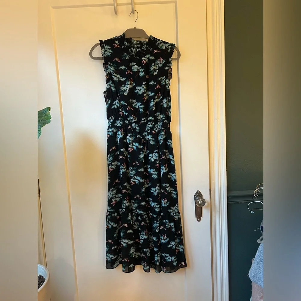 J. Crew Smock-waist Midi Dress in botanical bees print - Picture 2 of 5